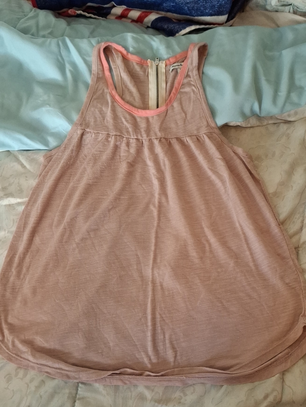 American Eagle Outfitters Dusty Rose Racerback Tank with Coral Trim